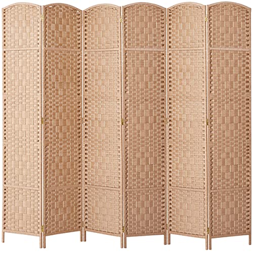Rose Home Fashion Room Divider, Room Dividers and Folding Privacy Screens, 16" Privacy Screen 8 Panel Room Divider Wall Partition Room Dividers,6 ft.Tall Panle Screen Portable, Light Beige