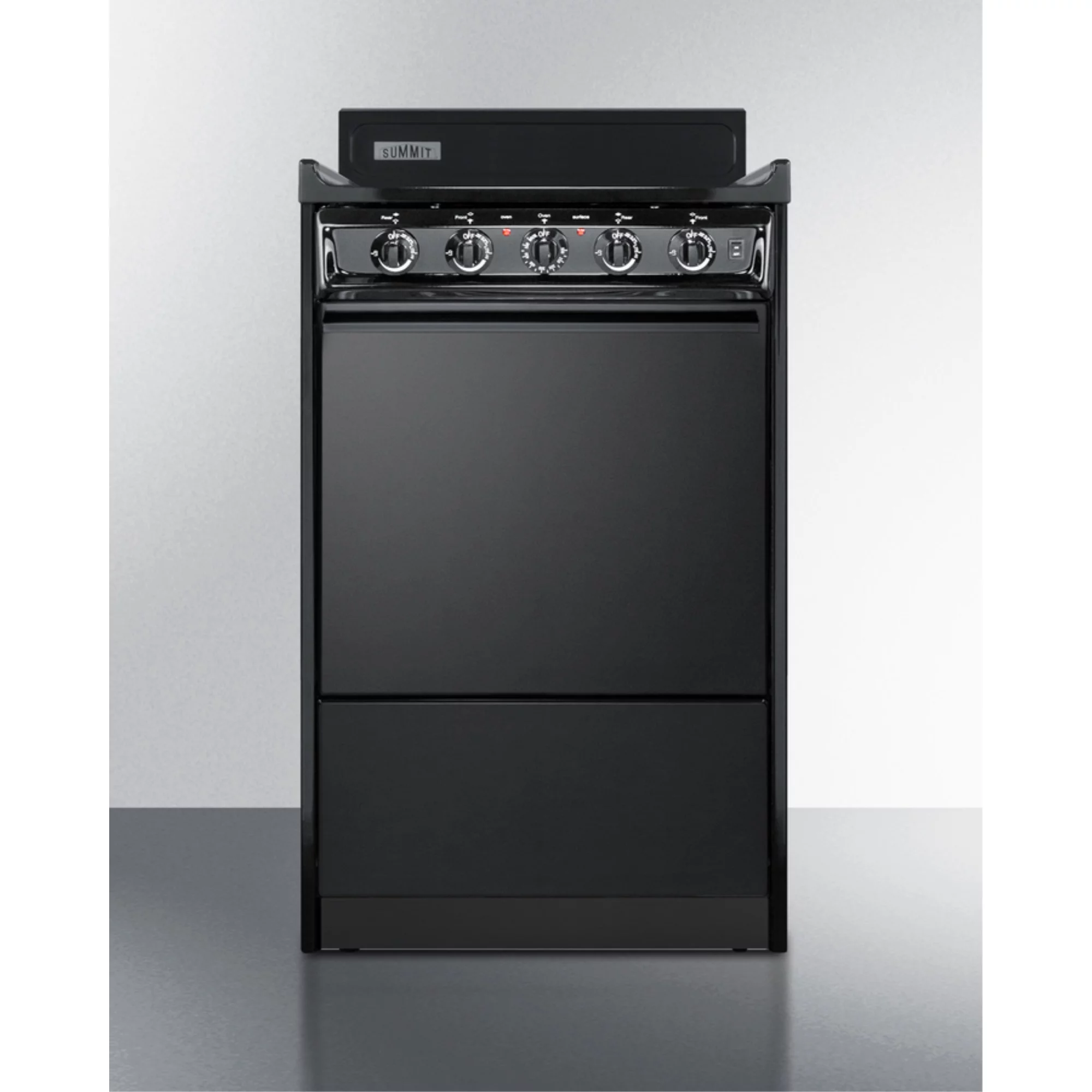 Summit Appliance  20 in. Wide Electric Range with Lower Storage Compartment, Black