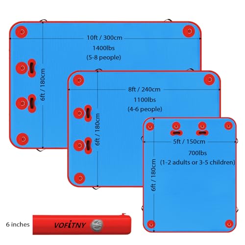 VOFiTNY Inflatable Floating Dock, Swim Platform Floating Dock for Lakes, Lake Floats for Adults, Island Raft Mat for Lake Beach Ocean, Non-Slip Surface