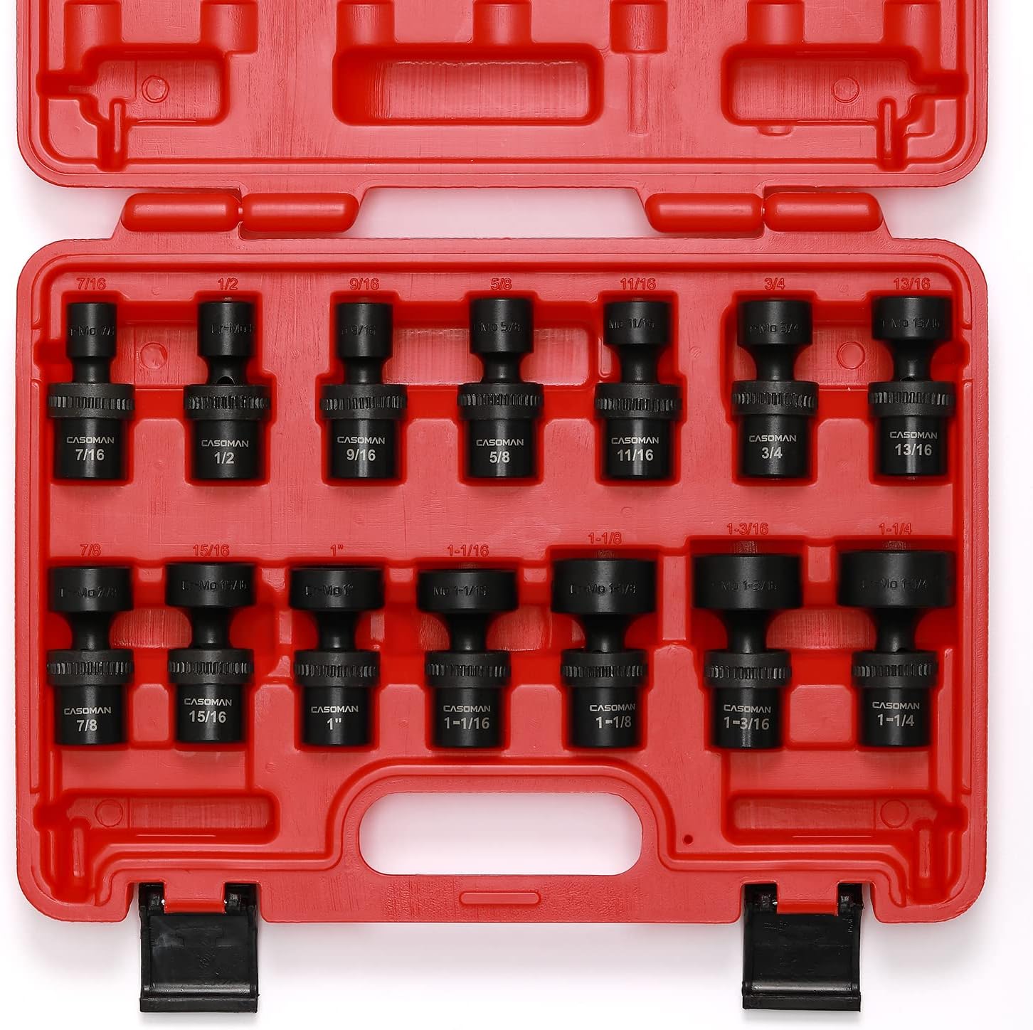 CASOMAN 15 PCS 3/8" Drive Shallow Universal Impact Socket Set, 6 Point, Metric,8-22mm