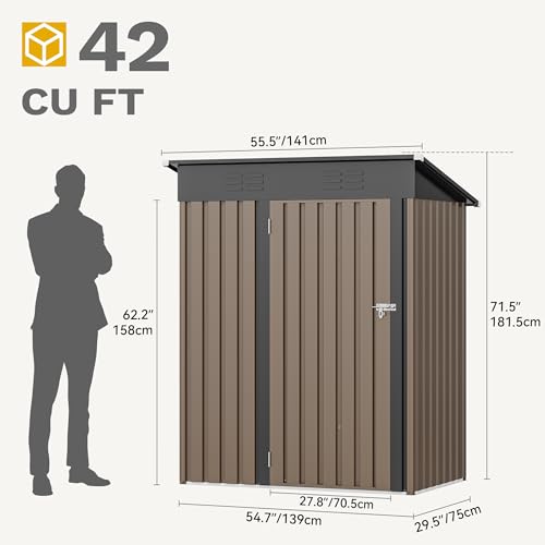 DWVO 10x8 FT Outdoor Storage Shed - Spacious Garden Tool Shed with Lockable Door - Durable Metal Yard Shed for Garden, Patio, and Backyard (Dark Gray)