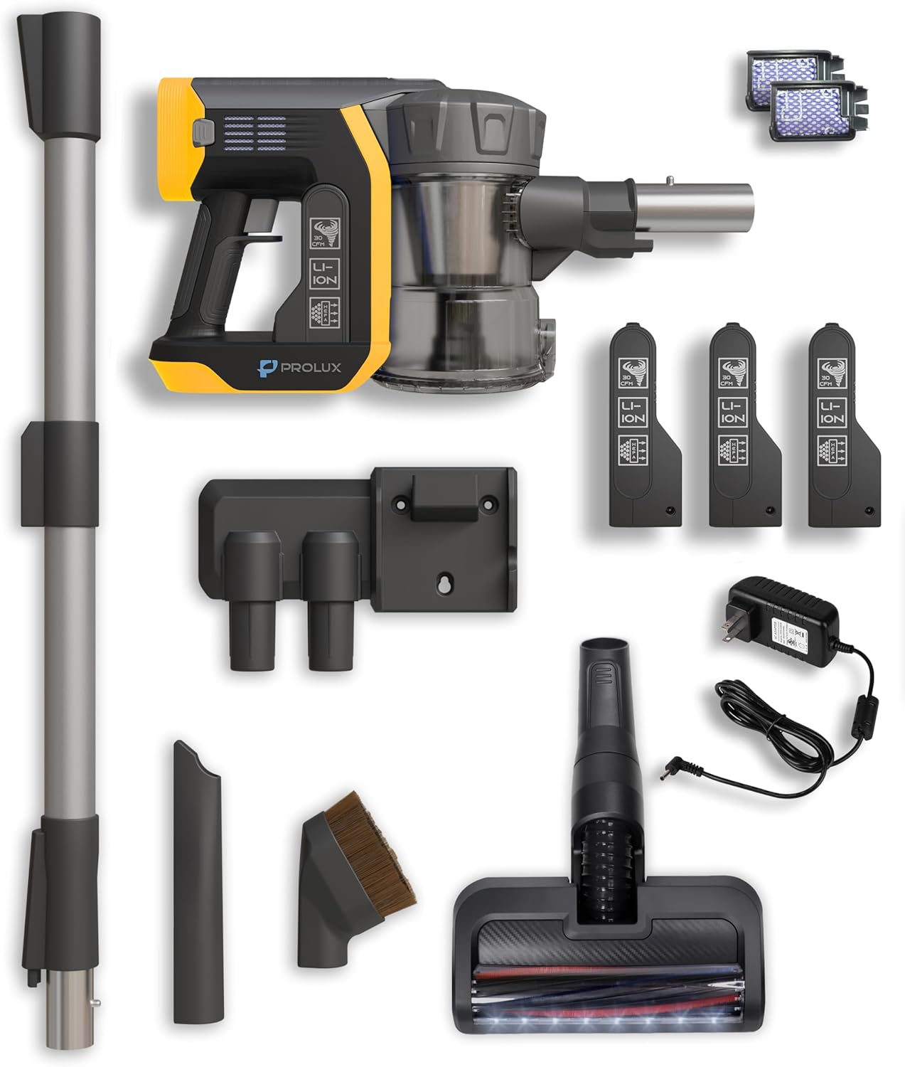 Prolux RS7 PRO Cordless Handheld Stick Vacuum for Professsional Home and Office Cleaning with Three Batteries