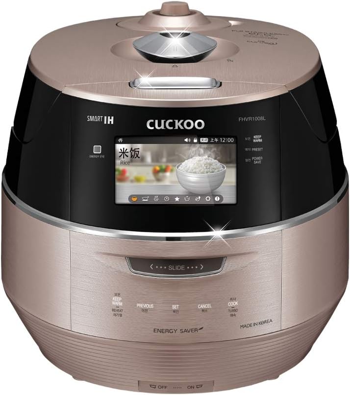 Cuckoo CRP-FHVR1008L cup Induction Heating Pressure Rice Cooker – 18+ Built-in Programs including Glutinous, GABA, Baking, My Recipe and More, LED Screen, Korean Only, No English, 10 C, Pink Gold