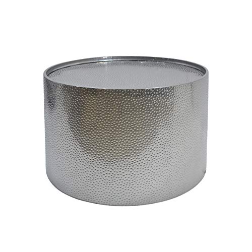Christopher Knight Home Rache Modern Round Coffee Table with Hammered Iron, Silver, 26. 00” L x 26. 00” W x 17. 00” H & Rache Modern Round Accent Table with Hammered Iron, Silver