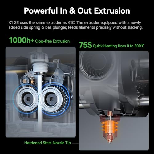 Creality K1 SE 3D Printer, 2024 New Version 600mm/s High-Speed Hands-Free Auto Leveling Flagship-Level Direct Extruder Quick-swap Tri-Metal Nozzle K1 Upgrade 3D Printer
