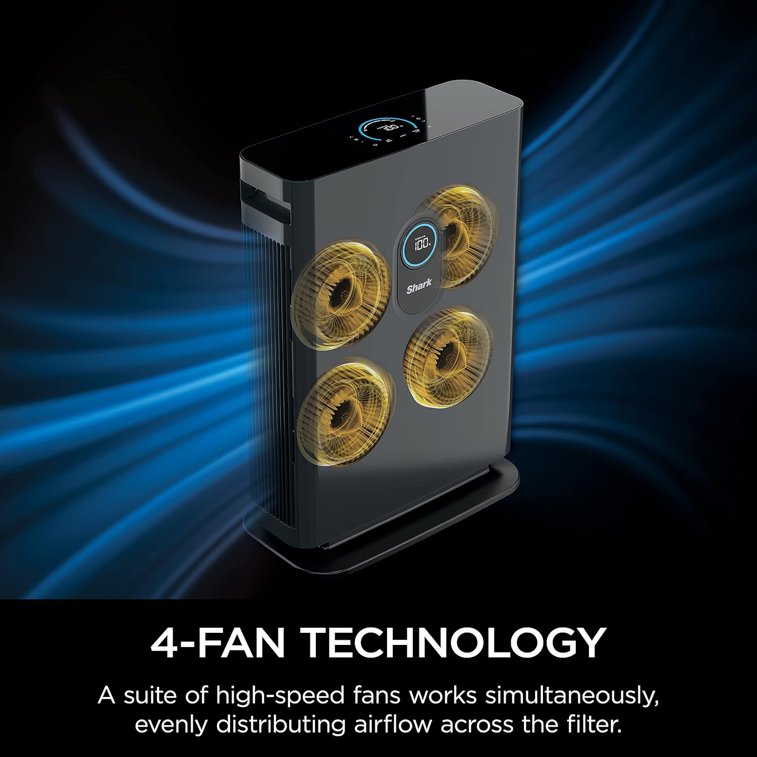 Shark HE402AMZ Air Purifier 4 True HEPA with Microban Protection Cleans up to 1000 Sq. Ft., Captures 99.98% of particles, allergens, smoke, odors to 0.1–0.2 microns, Advanced Odor Lock, 4 Fan, Grey