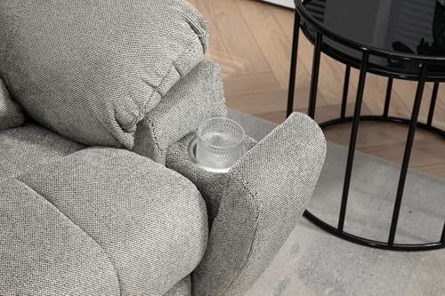 Light Grey Recliner Chair for Elderly | Tall and Big Man 400lbs | Chenille | Power Lift, Lay Flat, Stand Up, Wireless Charging Device, Extended Footrest, Massage Heat, Cup Holder, Lumbar Pillow