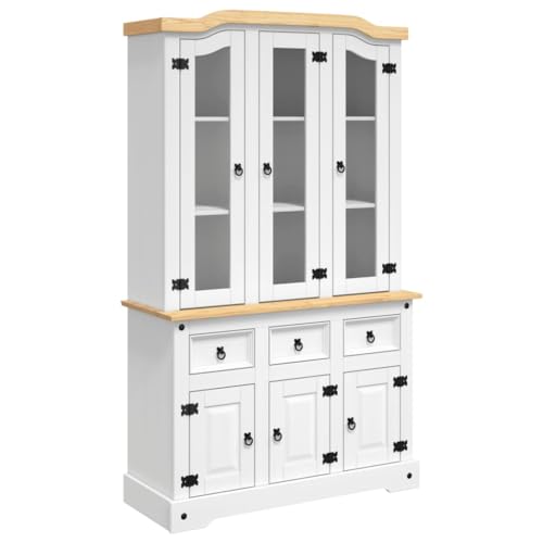 Highboard, Craft Cabinet Kitchen Storage Linen Cabinet Pantry Cabinet Suitable for Kitchens Small Spaces Bedroom Living Room, Corona Brown 44.1"x16.9"x77.2" Solid Wood Mexican Pine