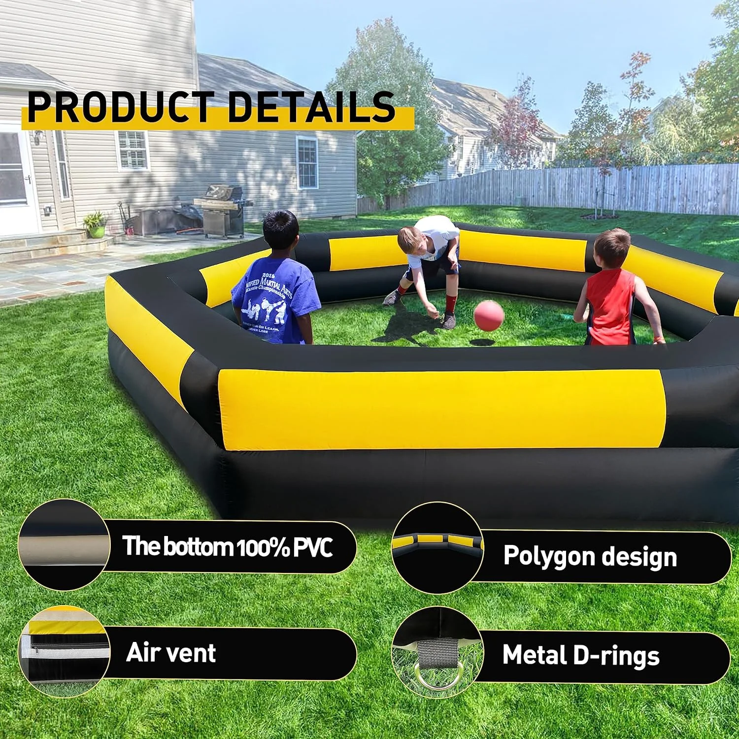 WARSUN 15FT Gaga Ball Pit Inflatable with Powerful Blower Portable Gagaball Court for Indoor Outdoor