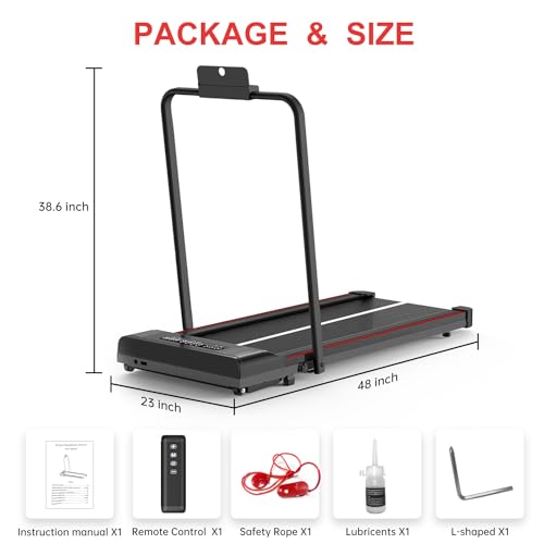 Walking Pad Treadmill, 6.2MPH Under Desk Treadmill with Bluetooth Speaker, Ultra Quiet for Office & Home, 2.5HP Running Machine with 300 LBS Capacity, Remote Control