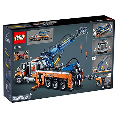 LEGO 42128 Technic Heavy-Duty Tow Truck with Crane Toy for Boys & Girls with mechanical Functions, Model Building Set, Engineering for Kids Series