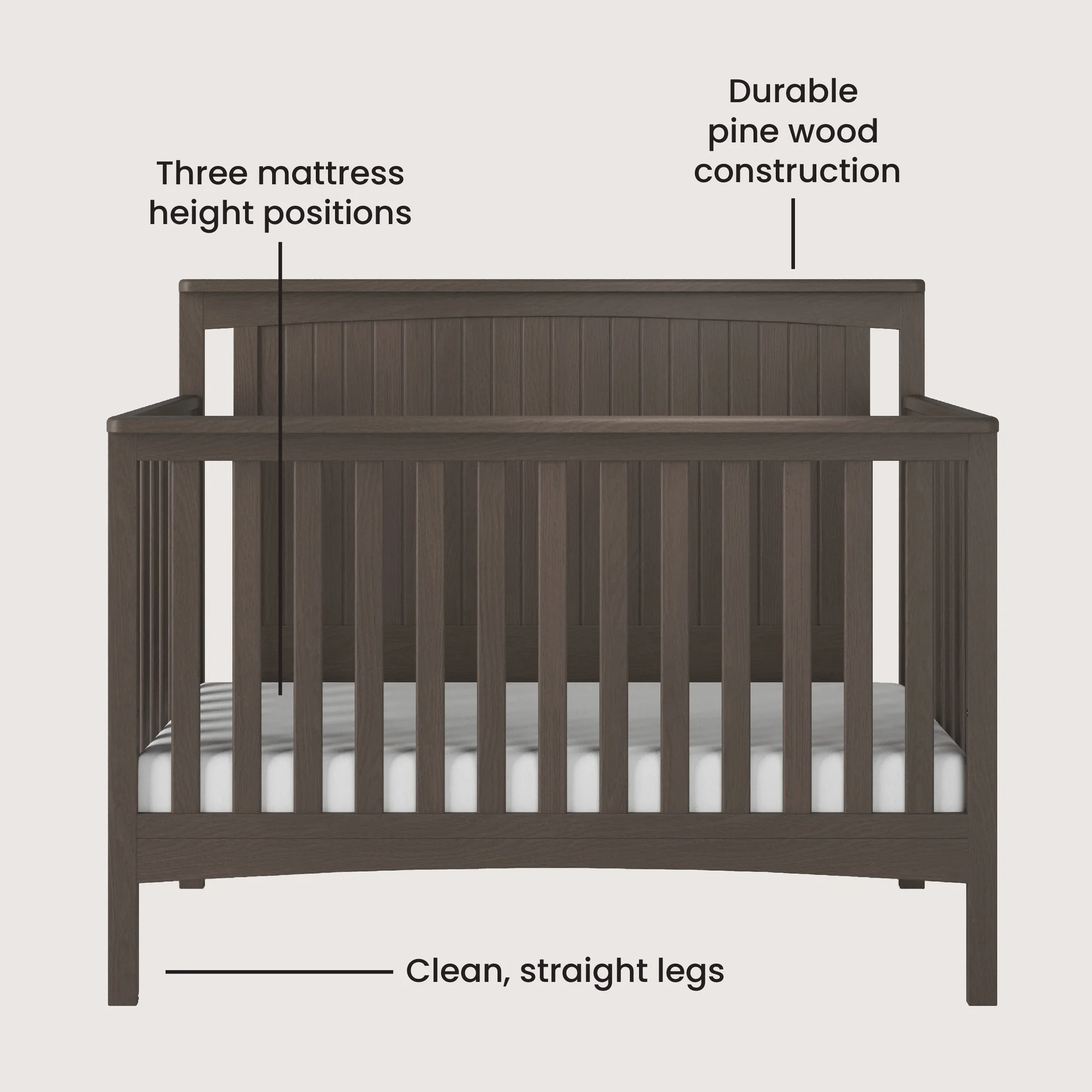 Child Craft Scout 4-Piece Nursery Set with 4-in-1 Convertible Crib, Dresser with Changing Table Topper, Cozy Glider, and Toy Box (Dapper Gray)