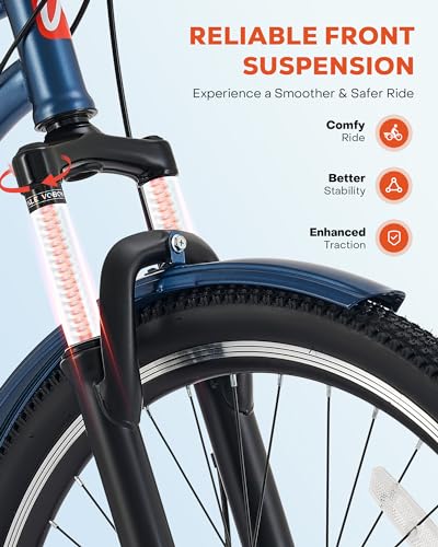 Viribus Adult Tricycle, Tricycle for Adults with Front Suspension and Removable Basket, 24 26 Inch 3 Wheel Bike for Adults 7 Speed Dual Chain, Adult Trike for Men Women Seniors, 400 lb.