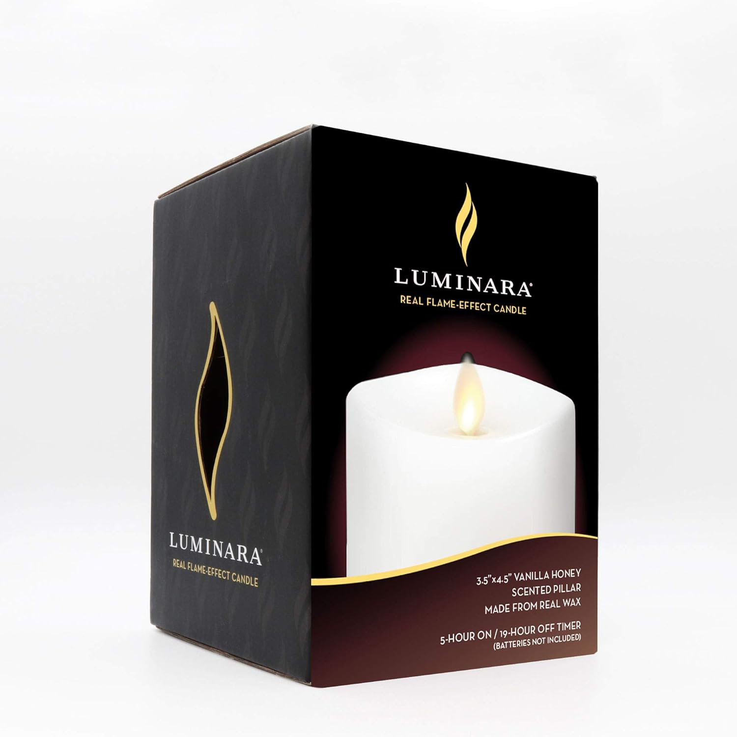 Luminara Flameless Pillar Candle, Small (4.5 inches, Unscented) Real-Flame Effect, Melted Edge, Real Wax, Smooth Finish, White, LED Battery-Powered Candle Pack of 2