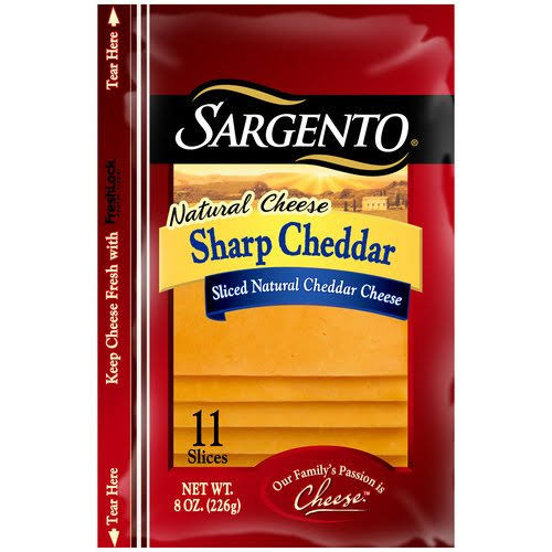 WD8 Sargento Natural Cheese Sharp Cheddar Slices 8 oz Pack of 3