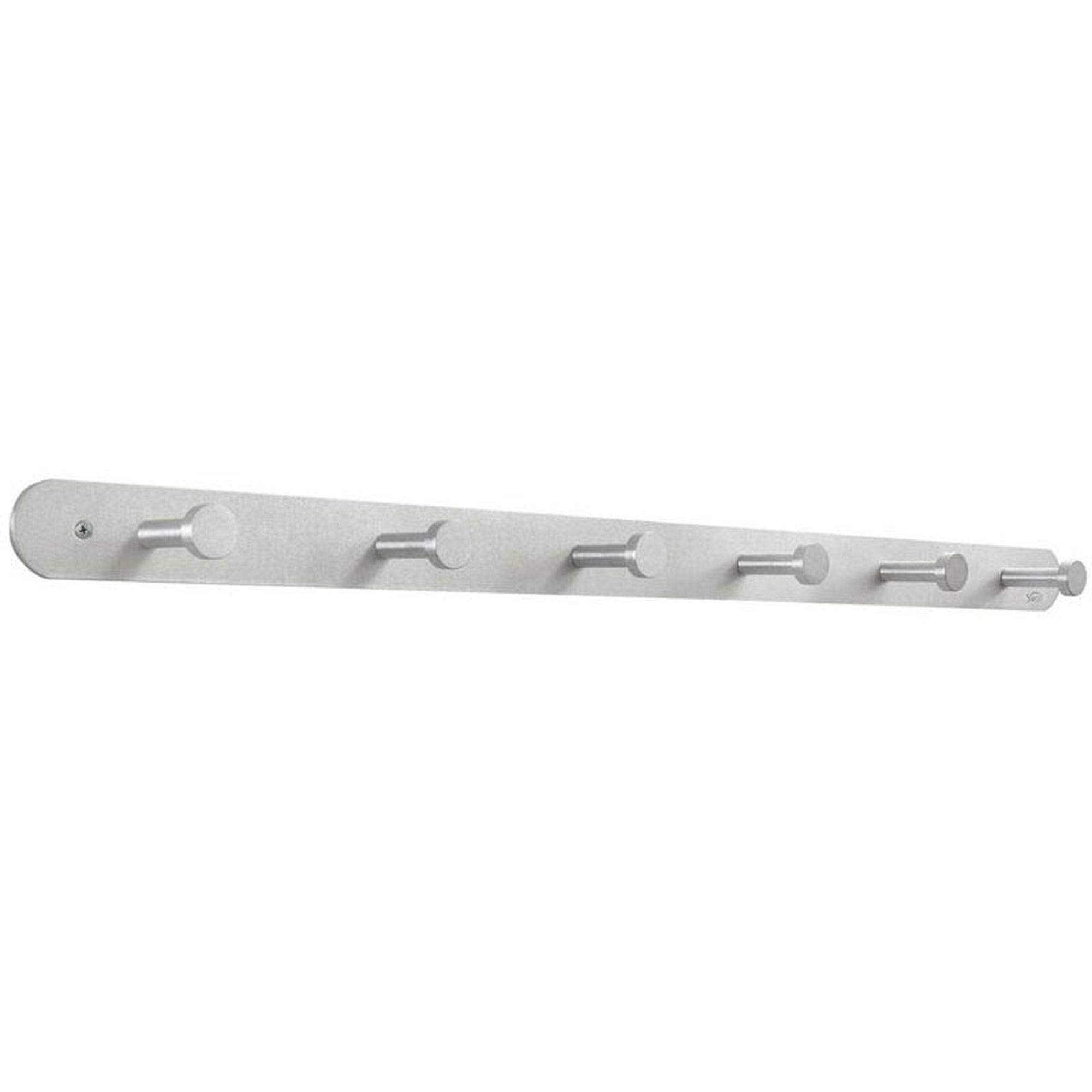 Safco Nail Head Wall Coat Rack, Six Hooks, Metal, Satin Aluminum