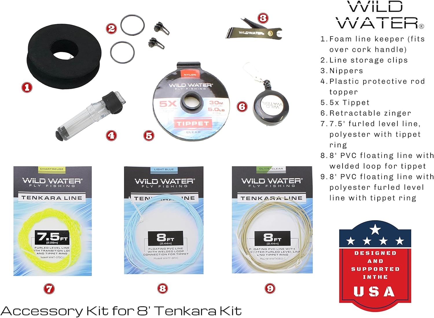 Wild Water Fly Fishing 8' Tenkara Fly Rod Complete Combo Starter Package with Flies