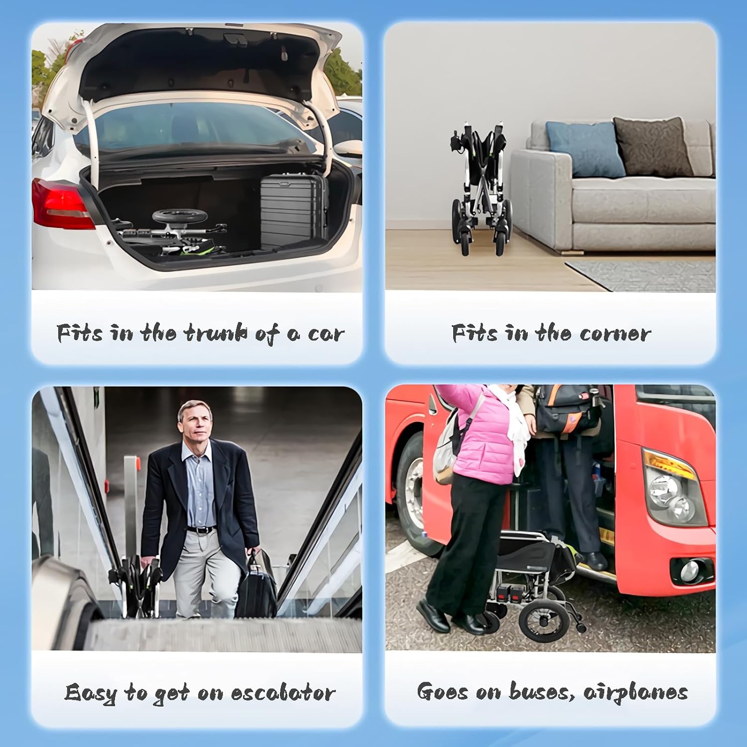 Ultra Lightweight Electric Wheelchairs (Only 30Lbs) - Foldable Motorized Power Wheelchair for Seniors - Detachable Battery 5.2AH - Liftable Armrest-2X250w Motor Power - Travel Size