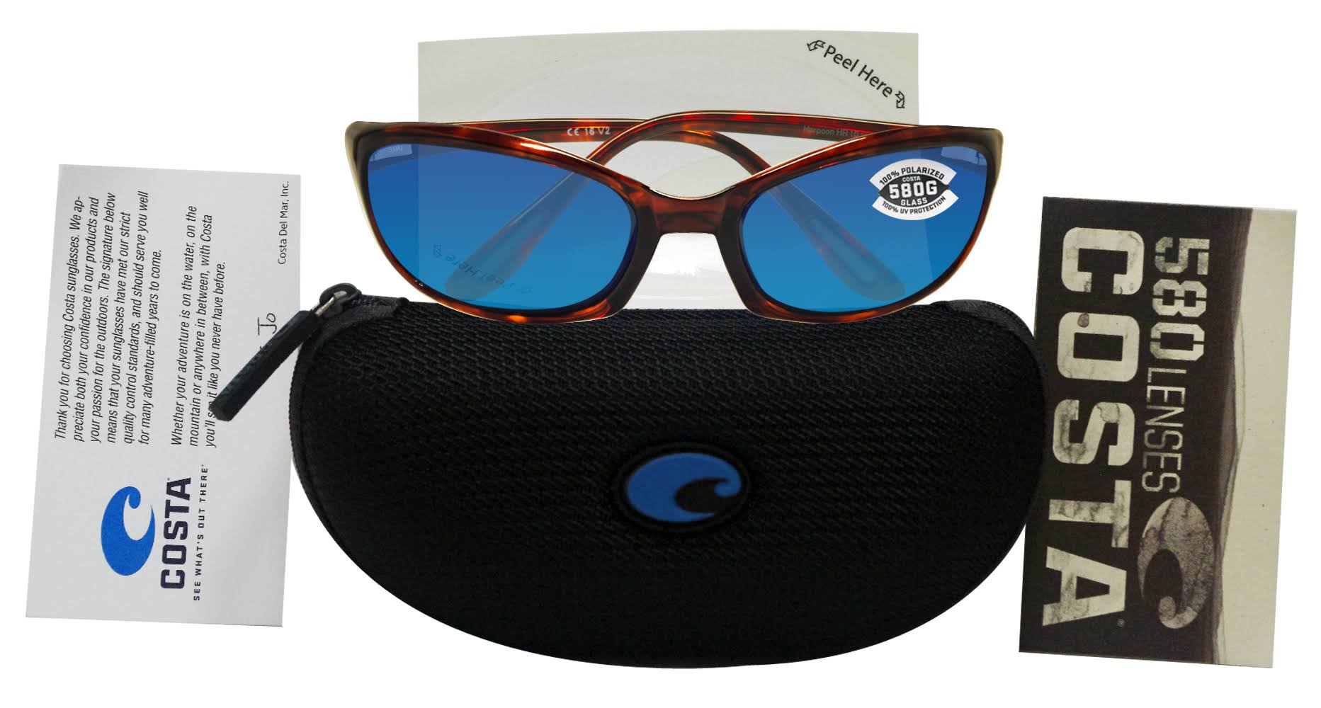 Costa Del Mar Harpoon Tortoise / Blue 580G Sunglasses