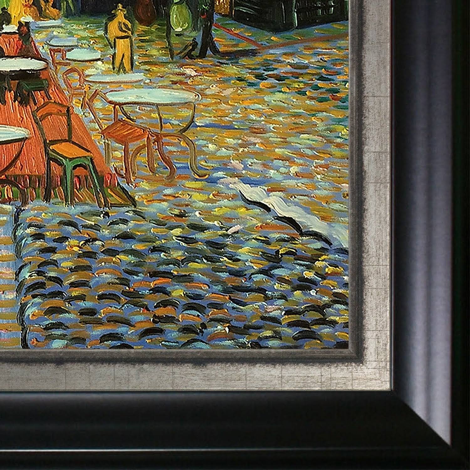 La Pastiche Vincent Van Gogh &Cafe Terrace at Night& (Luxury Line) Hand Painted Framed Oil Reproduction on Canvas