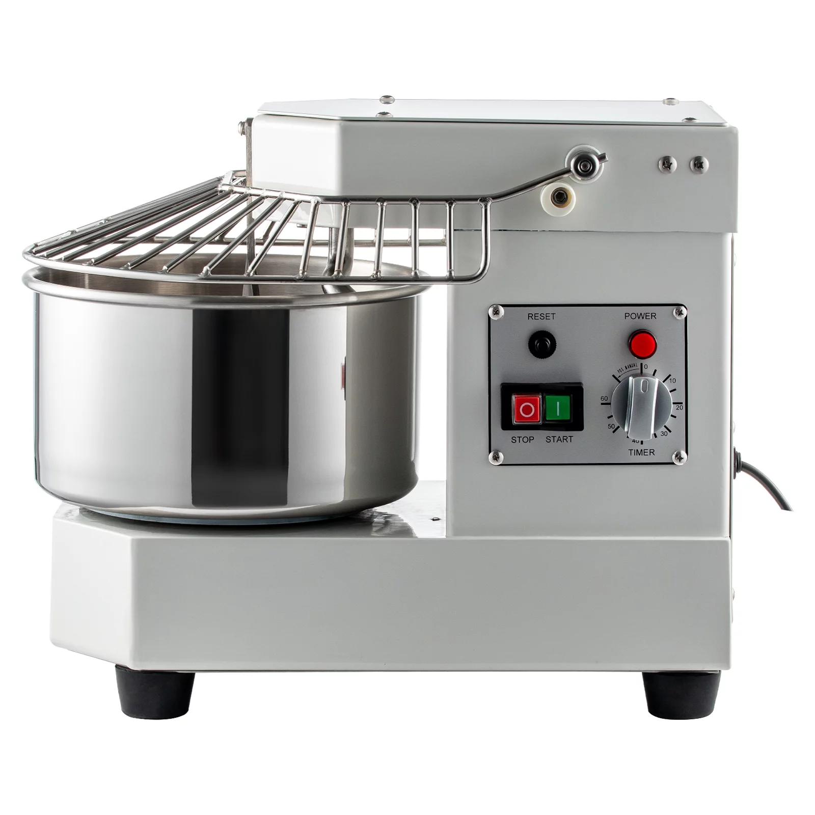 VEVORbrand Commercial Food Mixer, 7.3Qt Capacity, 450W Dual Rotating Dough Kneading Machine with Food-grade Stainless Steel Bowl, Security Shield & Timer Included, Baking Equipment