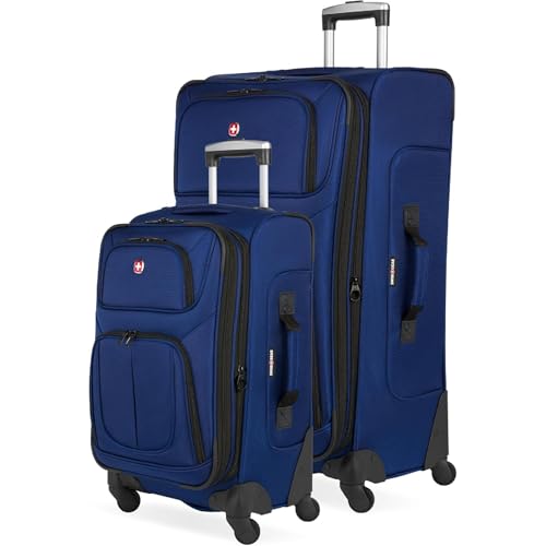 SwissGear Sion Softside Expandable Luggage, Black, Checked-Large 29-Inch