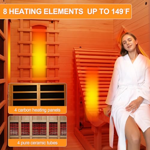 2 Person Portable Infrared Sauna, Oversize Full Body Home Sauna Spa for Relaxation & Detox, Dry Heated Saunas Tent with Remote Control, 2 Foldable Sauna Chairs(L 47.24" x W 35.43" x H 62.99")