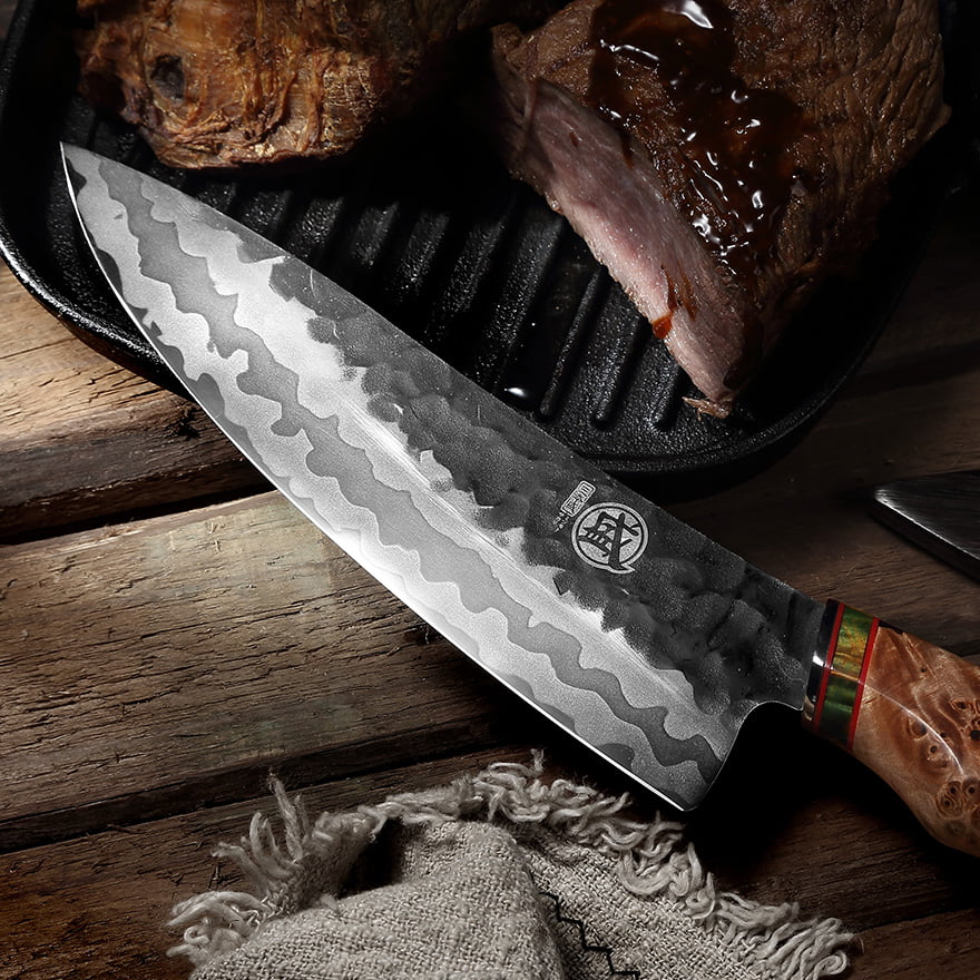 "MITSUMOTO SAKARI Damascus Chef Knife, 8 inch Professional 440C  Japanese Knives"