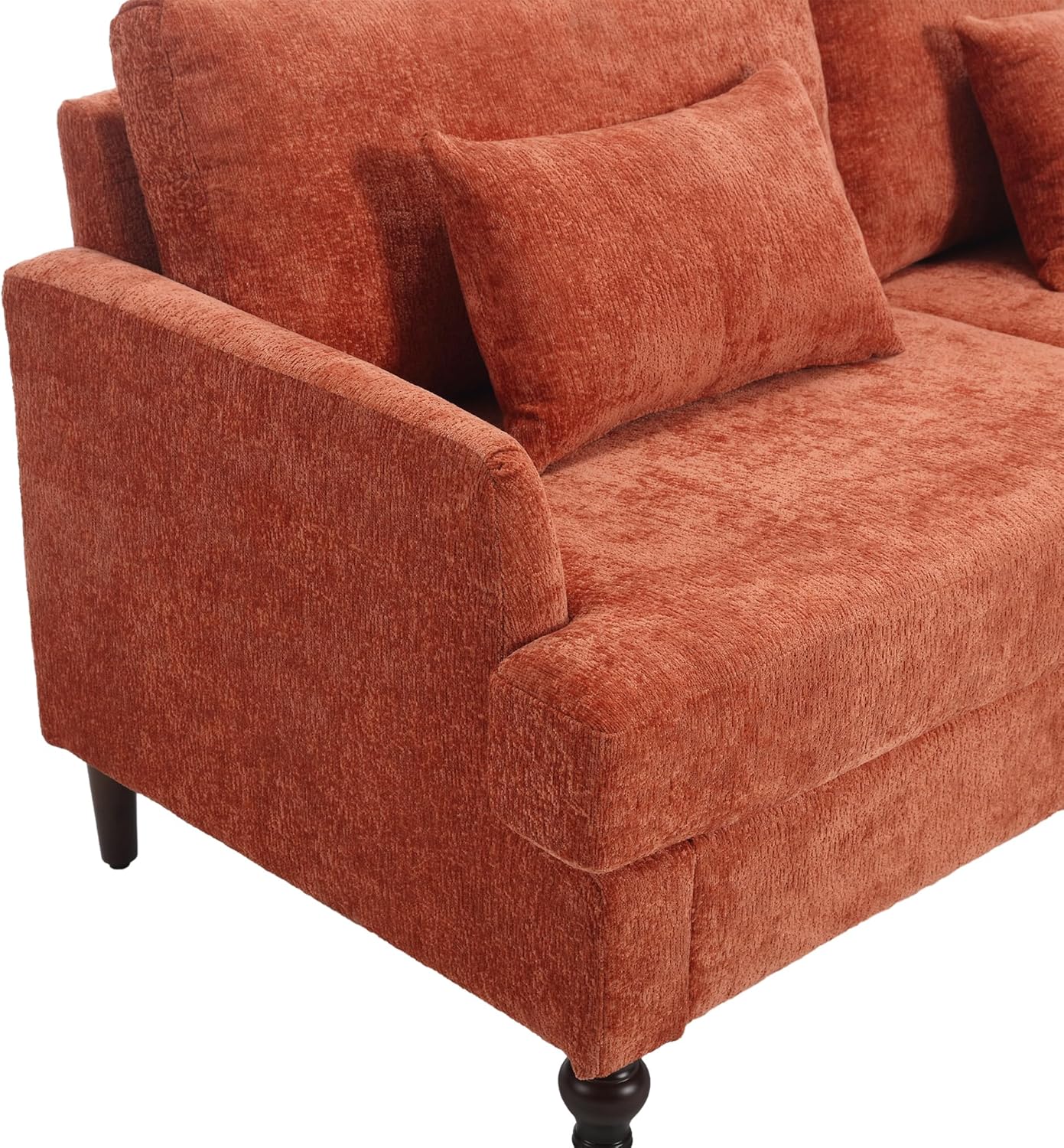 JOYBASE 70 inch Loveseat Sofa, Mid-Century Modern Love Seat Couch with Wood Legs, Upholstered Comfy Sofa for Living Room, Apartment, Office, Bedroom (Burnt Orange, Chenille)