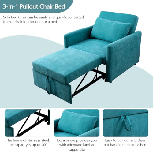 Convertible Sofa Bed Chair Sofabed, Red