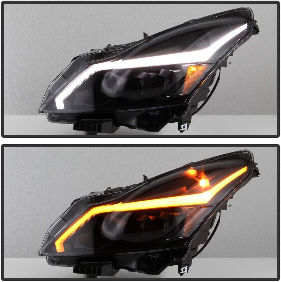 ACANII - For 2010-2013 Infiniti G37 11-12 G25 Q40 4-Door Sedan Black Smoke w/LED Tube Sequential Signal DRL Headlights