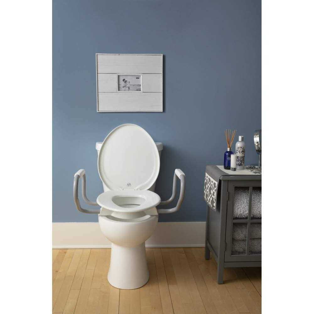 Bemis Assurance with Clean Shield Round Plastic Premium Raised Toilet Seat with Support Arms White