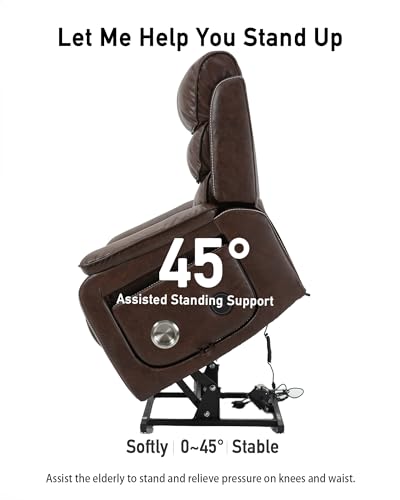 Large Power Lift Chairs Recliners for Elderly with Heated and Massage, Upgraded Dual Motor Lay Flat Recliners, 25in Extra Wide Seat, Cup Holder, Side Pocket