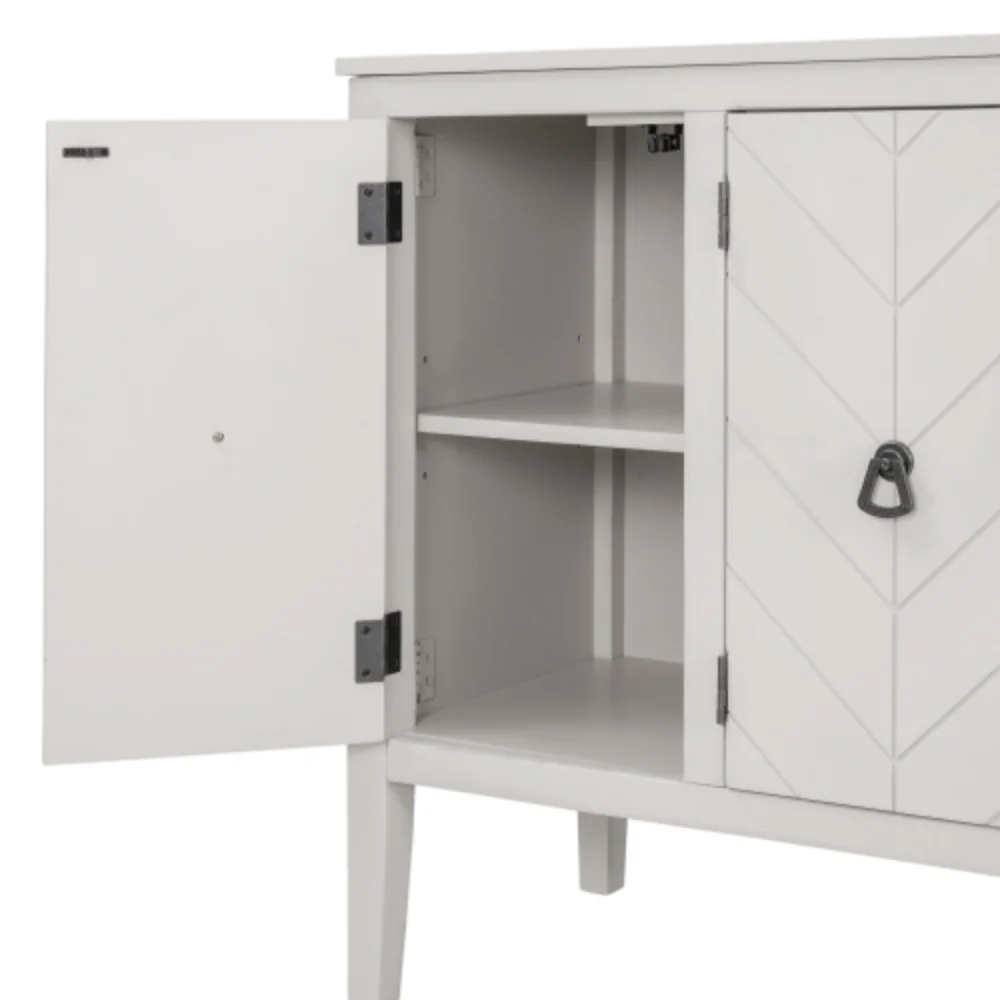 Storage Cabinet Wooden Cabinet with Adjustable Shelf, Antique Gray, Entryway, Living Room, Bedroom