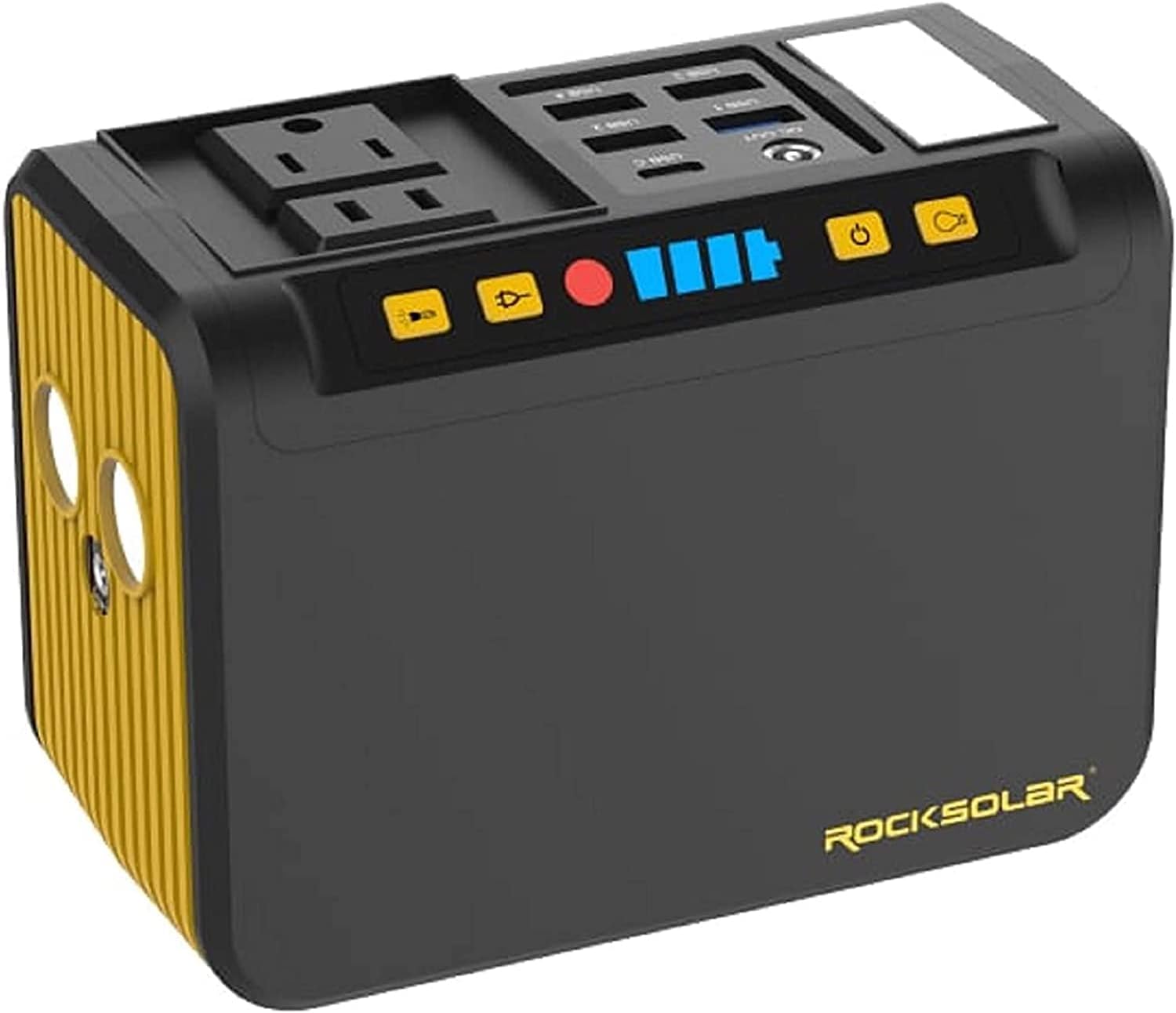ROCKSOLAR 80W Power Bank Charger and 30W Solar Panel - Portable Small Energy Storage Power Generator Kit and 12V Foldable Solar Panel with AC/12V DC/USB Outlet for Backup Power, Camping, Emergency