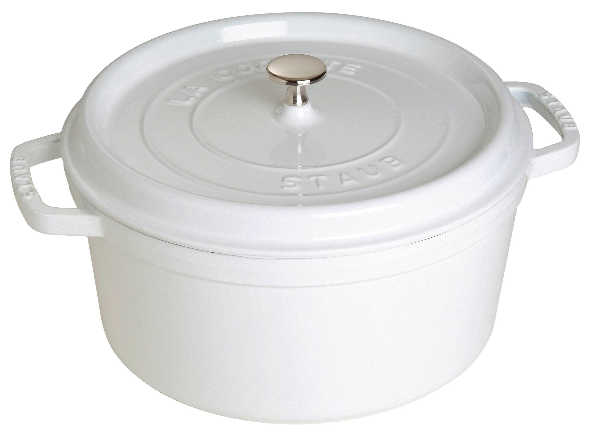 Staub Cast Iron 7 Quart Round Cocotte White