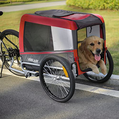 Tiggo Veelar Sports Pets Large Dog Bike Trailer & Stroller for Medium,Large Dog or Multiple Small Dogs, Pet Stroller for Dogs Up to 78 lbs, Parking Brakes, Low Center of Gravity