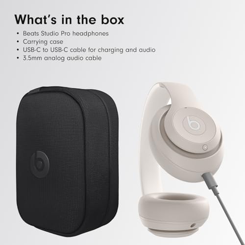 Beats Studio Pro - Wireless Bluetooth Noise Cancelling Headphones - Personalized Spatial Audio, USB-C Lossless Audio, Apple & Android Compatibility, Up to 40 Hours Battery Life - Sandstone