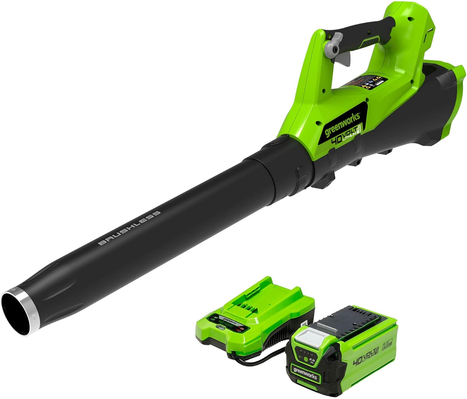 Greenworks 40V (110 MPH / 390 CFM) Cordless Axial Blower, 2.5Ah Battery and Charger Included