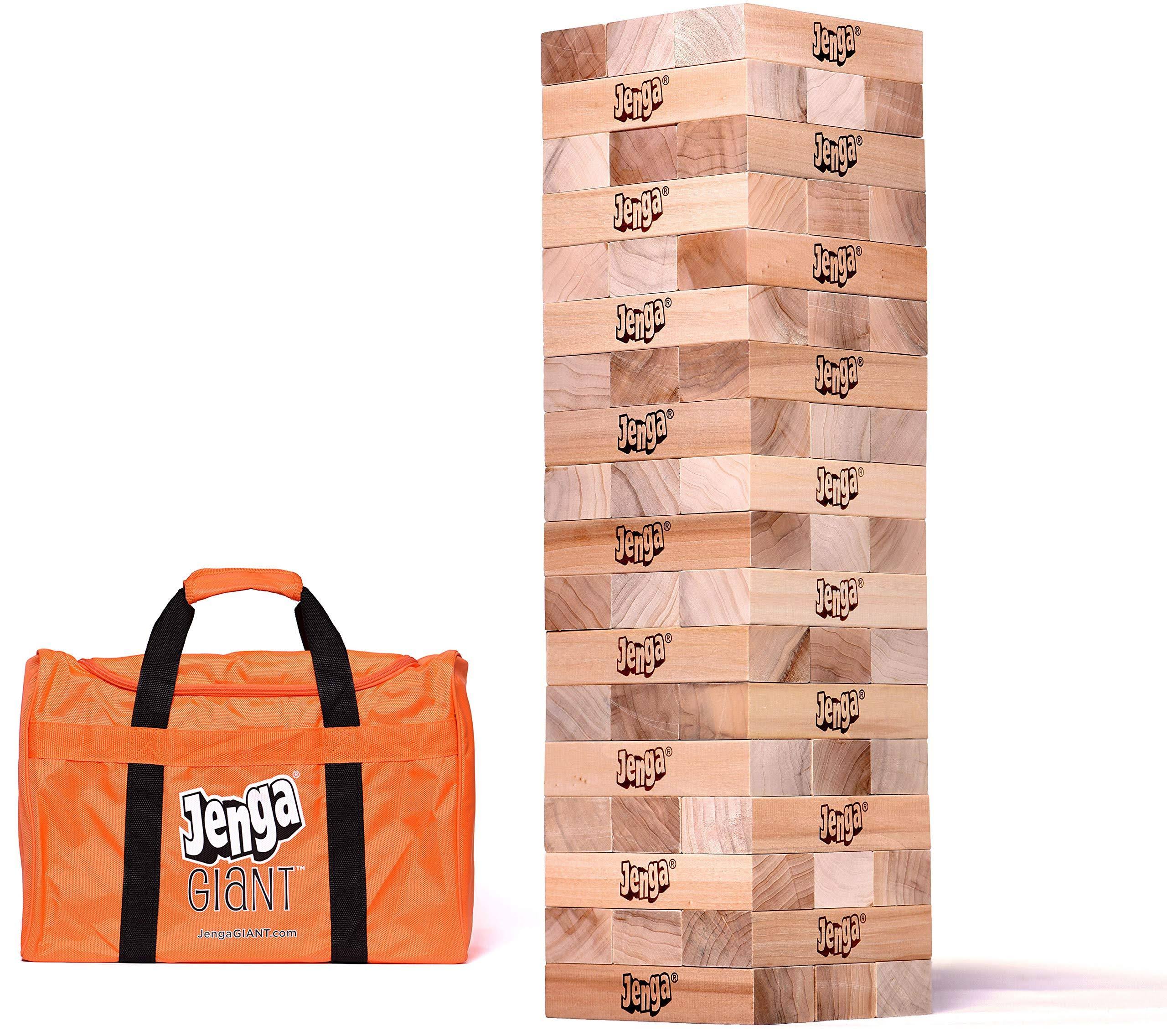 Jenga Giant JS7 (Stacks to Over 5 Feet) Precision-Crafted, Premium Hardwood Game with Heavy-Duty Carry Bag (Authentic Jenga Bran
