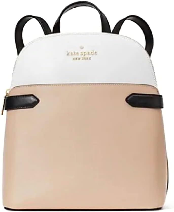 Kate spade new york Staci Dome Leather Medium Backpack Warm Beige Black