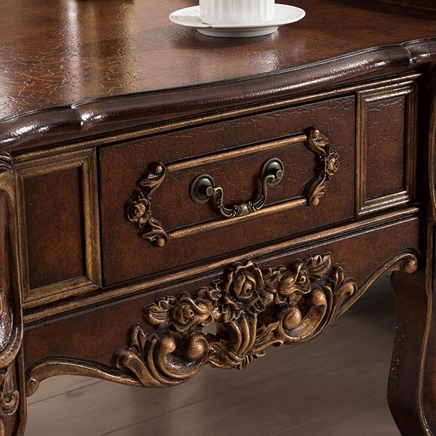 End Table with Drawers Rustic Retro Style Carved Painted Coffee Table Tea Table Side Table Low Table Living Room Furniture