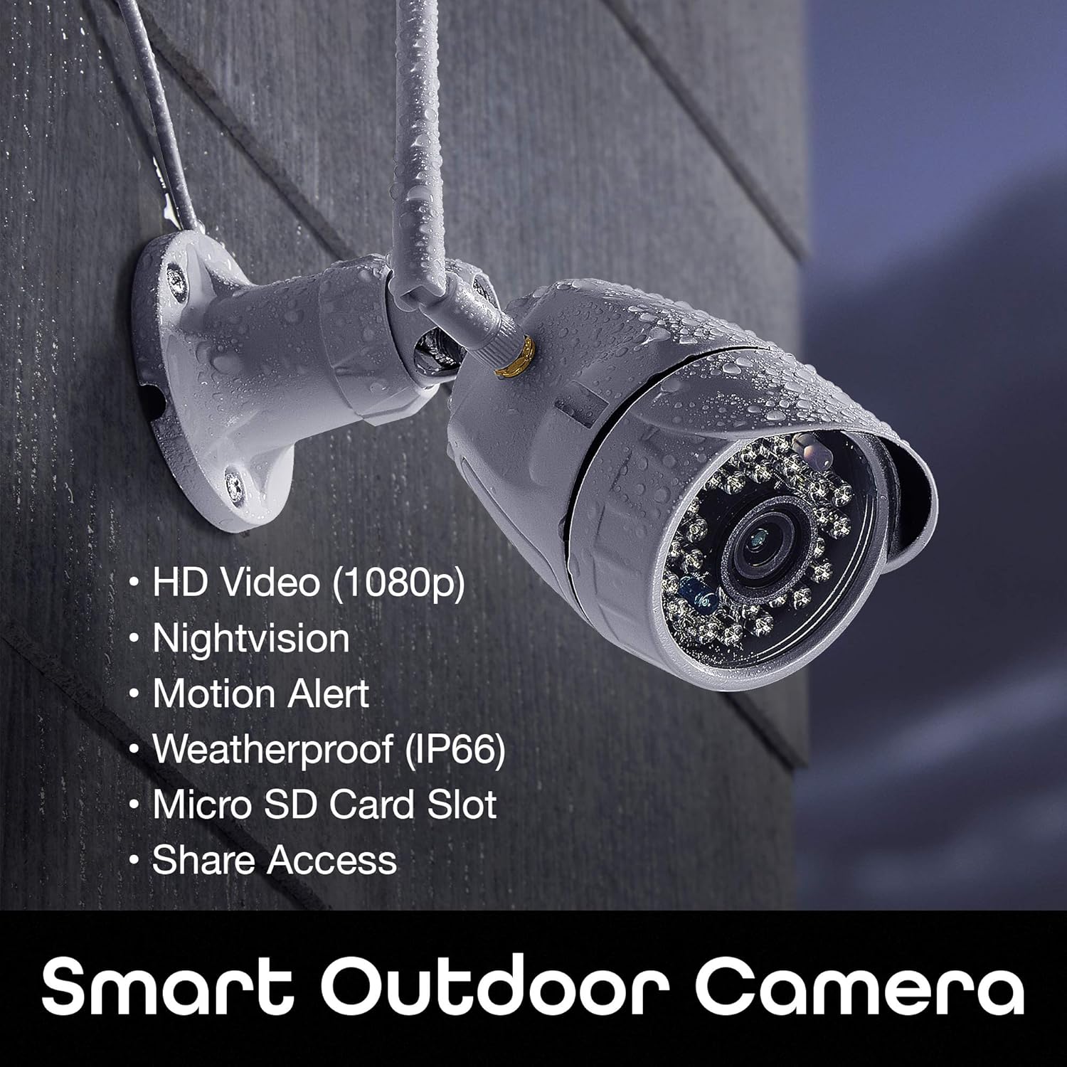 Geeni Hawk 1080p HD Outdoor Smart Wi-Fi Security Camera with Night Vision, Motion Alerts and IP66 Weatherproof, Compatible with Alexa,The Google Assistant, White
