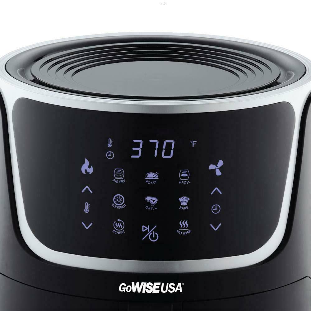 GoWISE USA Electric Air Fryer with Dehydrator - Black/Silver 7 qt