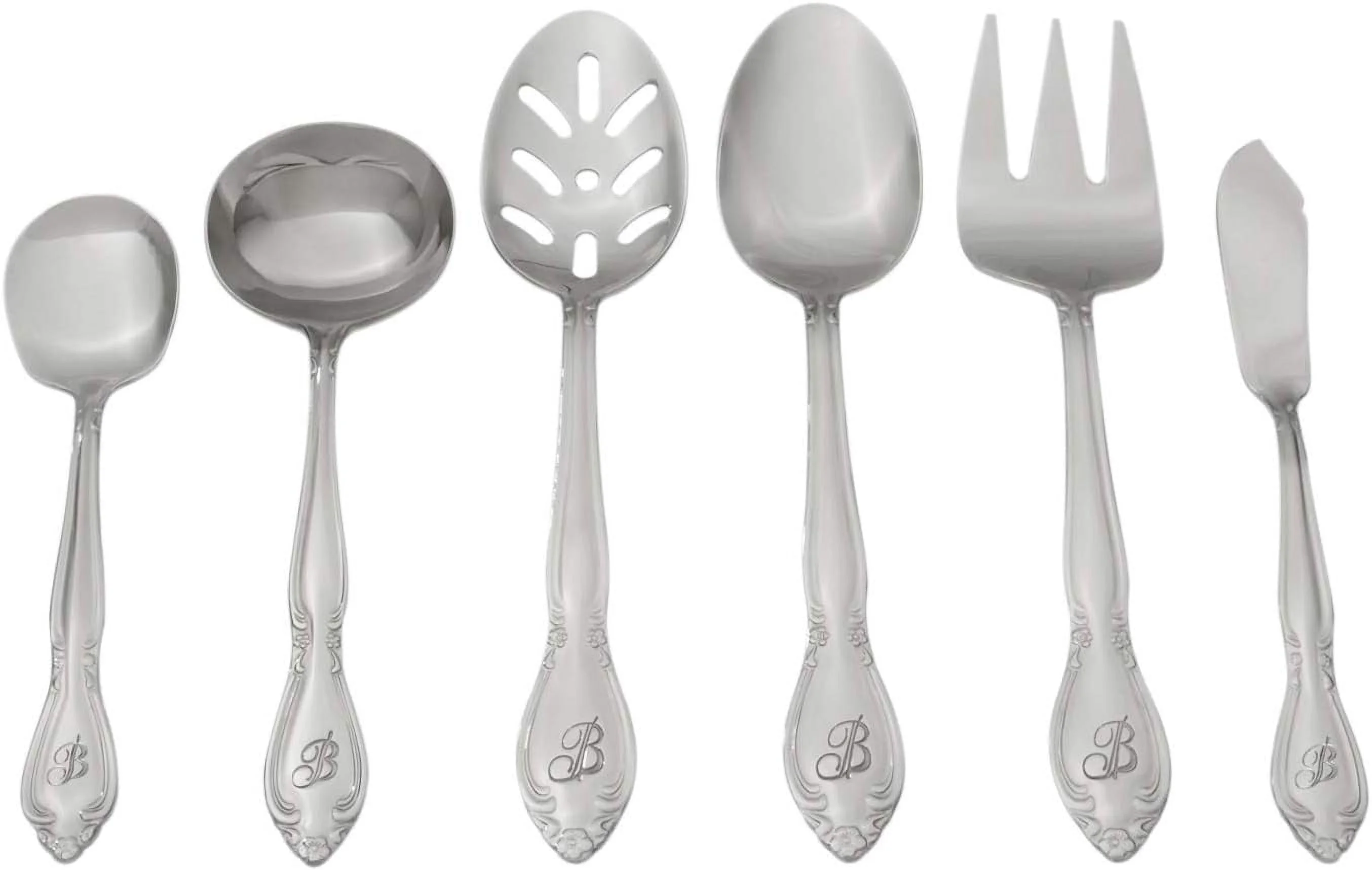 Rose 46 Piece Flatware Set, Letter C, No Size, Silver
