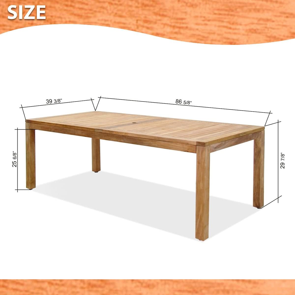 Amazonia Biscayne Deluxe 9 Piece Patio Dining Set |Teak Table and Brown Resin Chairs| Durable and Ideal for Outdoors