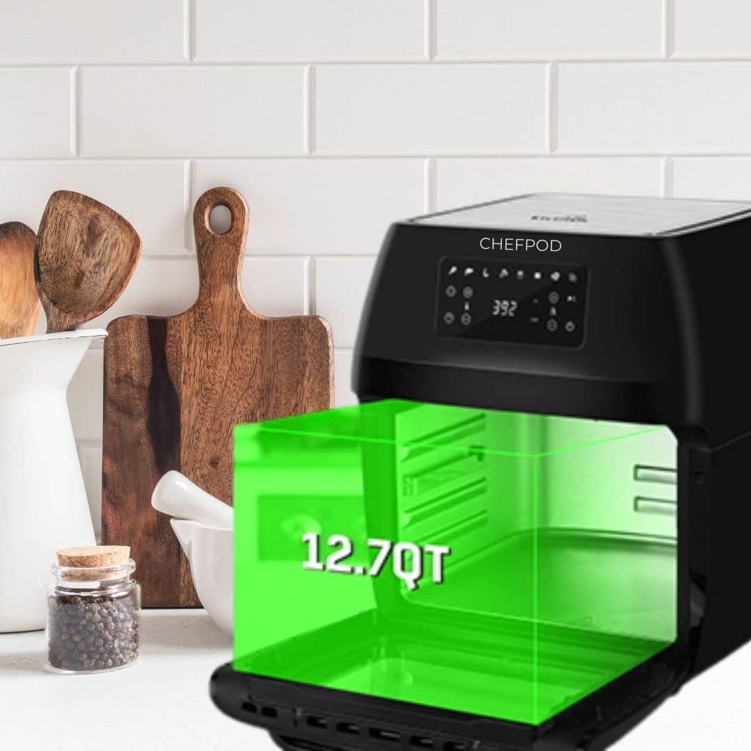 Air Fryer Oven Foodi 8-in-1 Smart Cooking Presets for Baking, Roasting, Dehydrating, BBQ and Rotisserie Chicken. 12.7 Quartz Capacity For Family With Digital Touchscreen Hot Oven Cooker. 18 Accessories Included With Air Fryer Oven | Black / Stainless