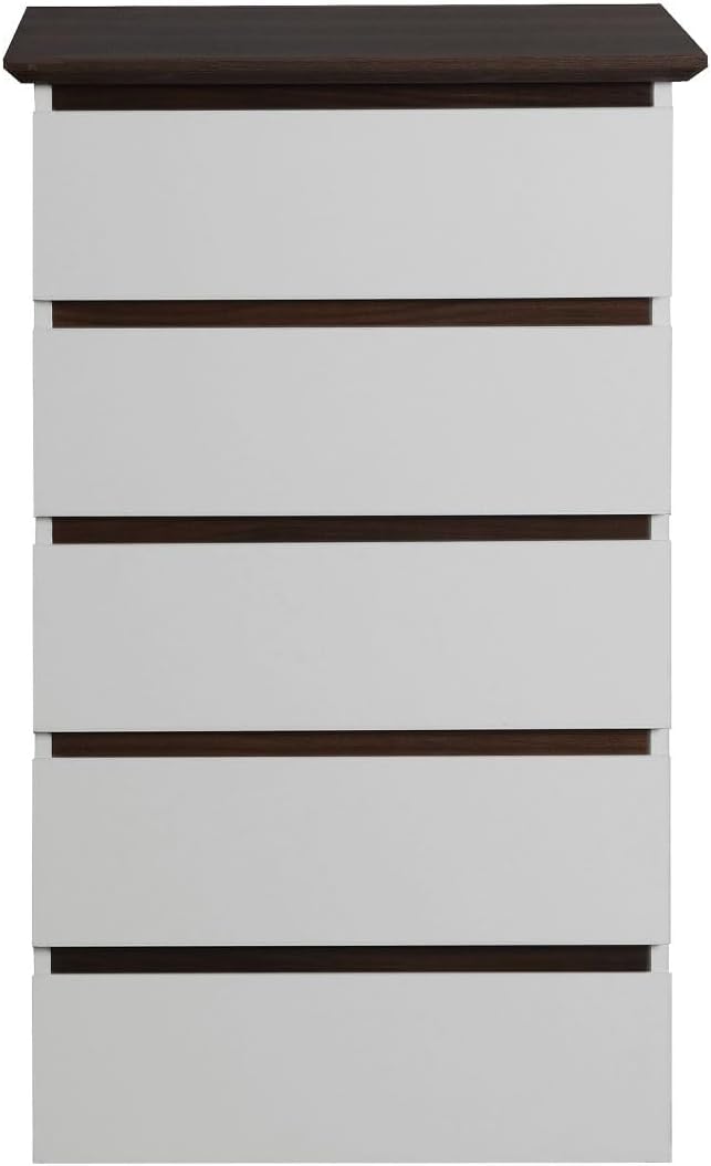 5 Drawer Dresser with Wood Color Top for Bedroom for Kids Bedroom, Living Room,Hallway, White