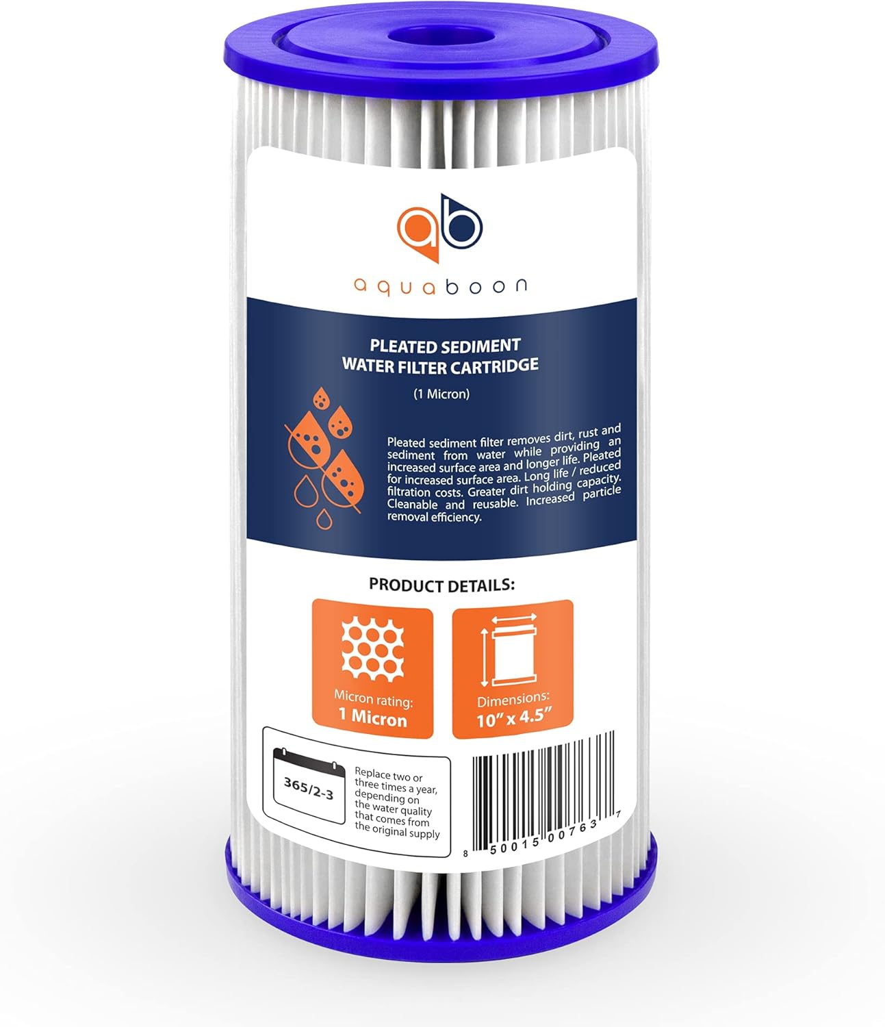 Aquaboon 1 Micron 10 Pleated Sediment Water Filter Replacement Cartridge | Whole House Sediment Filtration | Compatible with FM-10-1, ECP1, FM-10-1A, HDC3001, WPC1FF975, 4-Pack