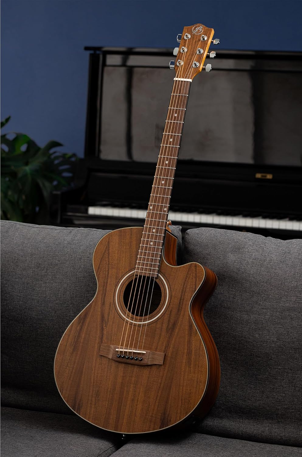 Bamboo Acoustic Electric Guitar 40" Acacia Cutaway Guitar. Beginner Kit for Adults ands Teens with Gig Bag, Pick, Tuner, Strings, Capo, Strap, pickguard and Truss Rod Key.